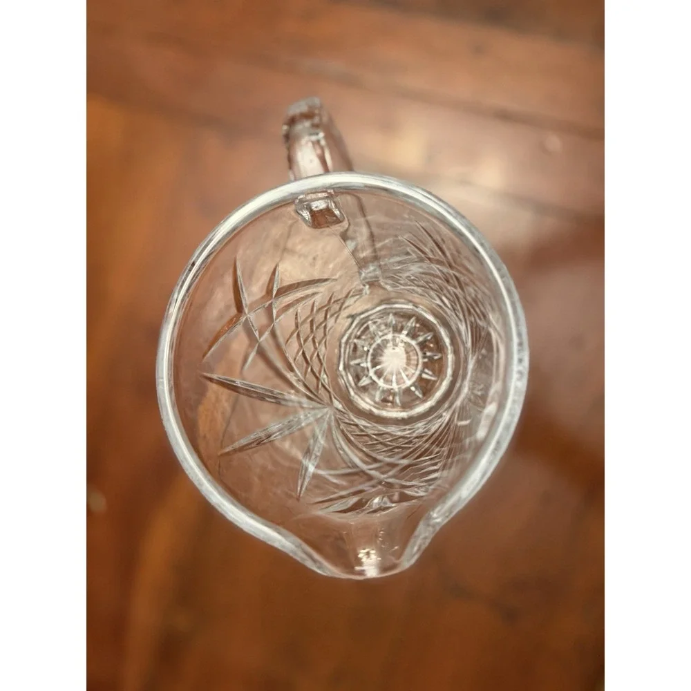 Masquerade by Cristal D'Arques Blown‎ Cut Glass Pitcher Textured Handle 50 Oz